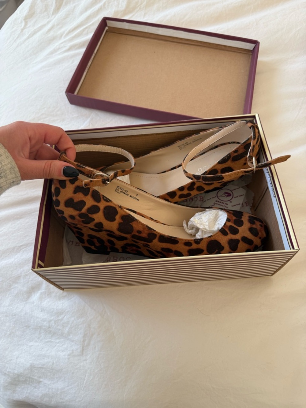 Leopard Print Ankle-Strap Wedges - Brown
